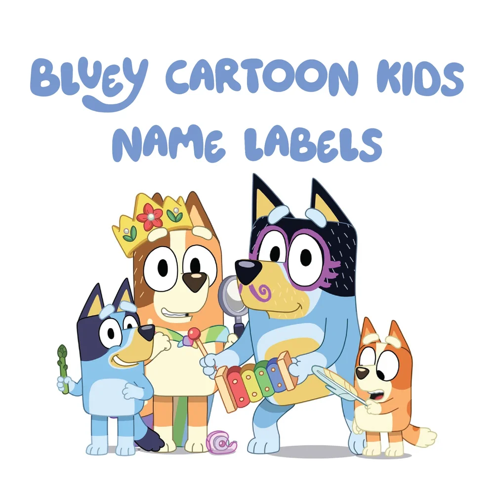 Bluey Cartoon School Name Labels